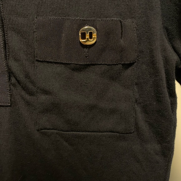 SALVATORE FERRAGAMO knit top with golds buttons collared shirt - Picture 3 of 6